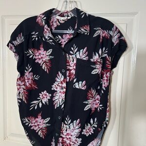 SO Black Floral Button-Down Women's Shirt